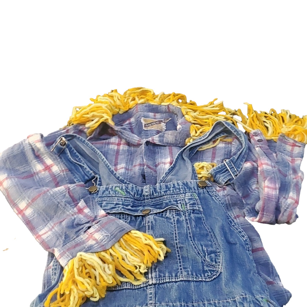 American Vintage Women's multi Dungarees-overalls w shirt for scarecrow costume